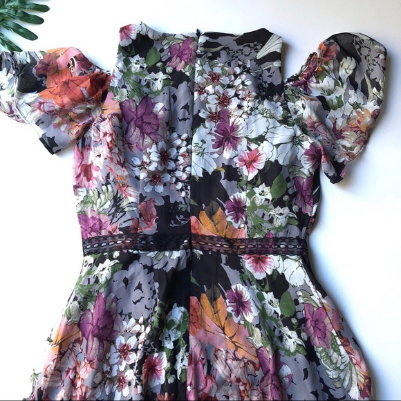 Gabby Skye  Winter Florals Cold Shoulder Dress - Picture 5 of 8